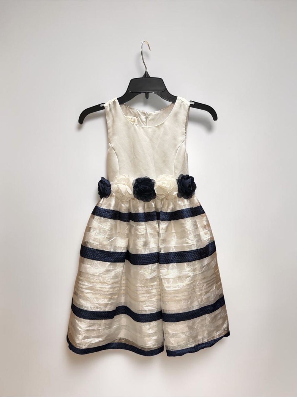 American Princess Ivory Dress with Black Floral Waistband